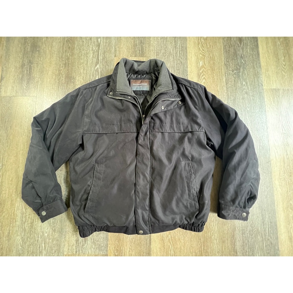 Weatherproof Bomber Jacket Mens Large Black Fleece Lined Padded Outerwear